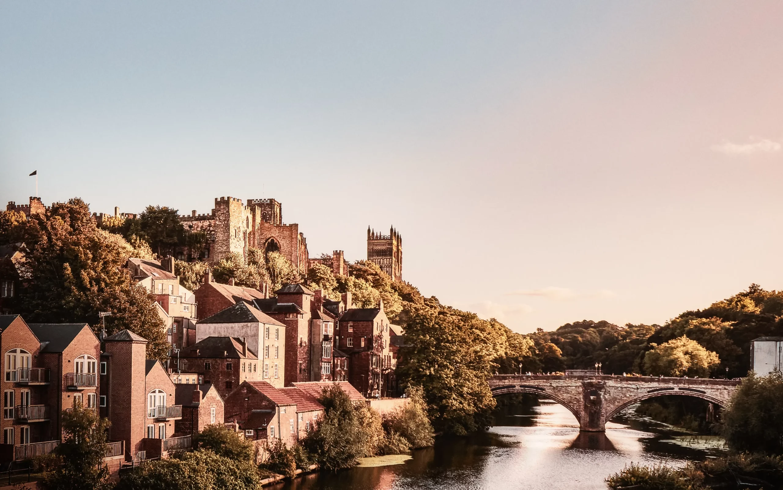 Durham riverside houses and bridge