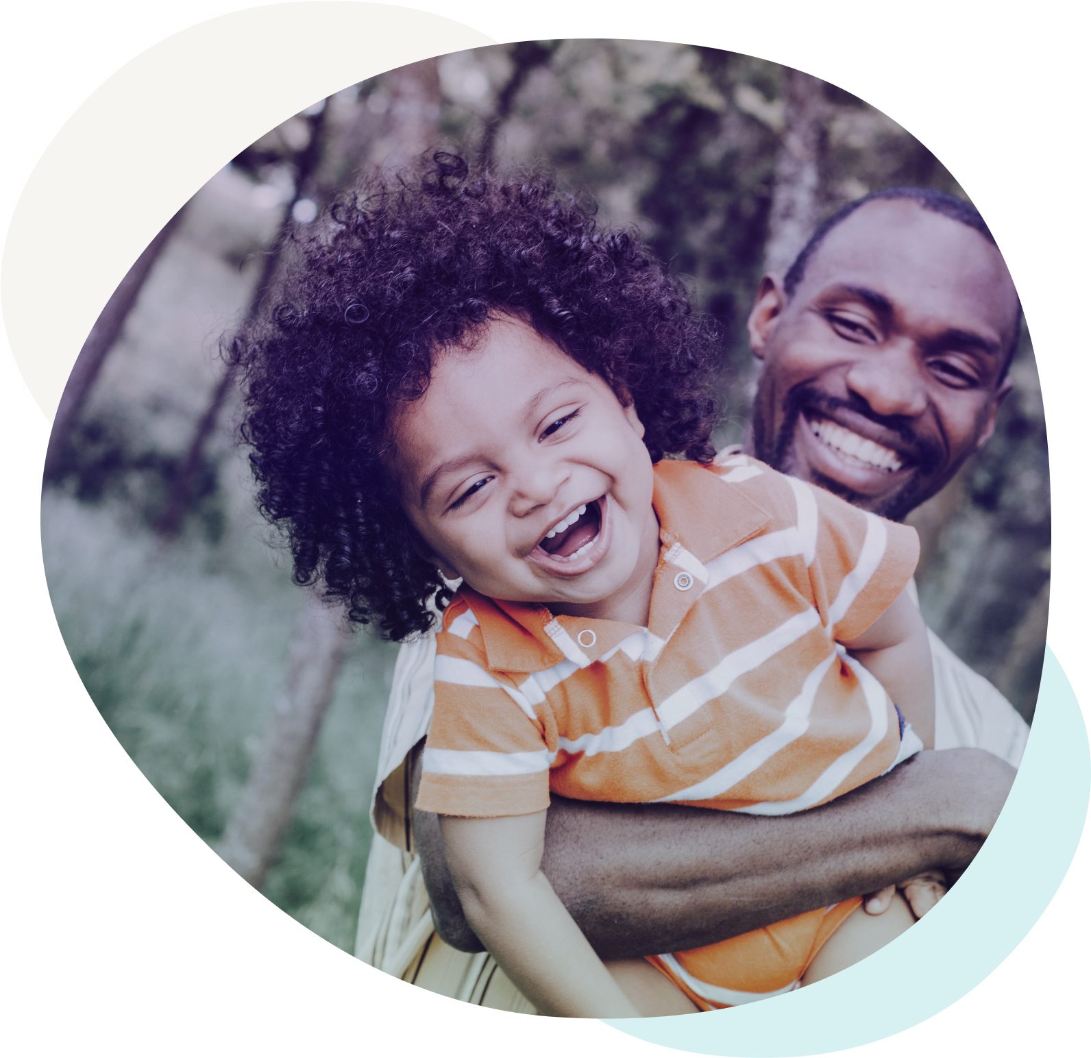 Father and son smiling