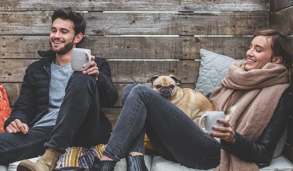 Couple with dog