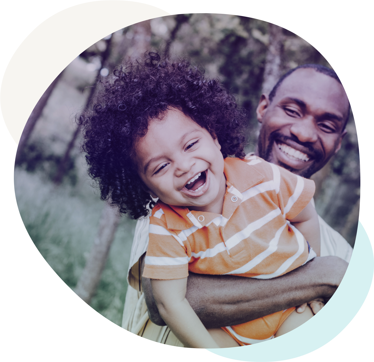 Father and son smiling